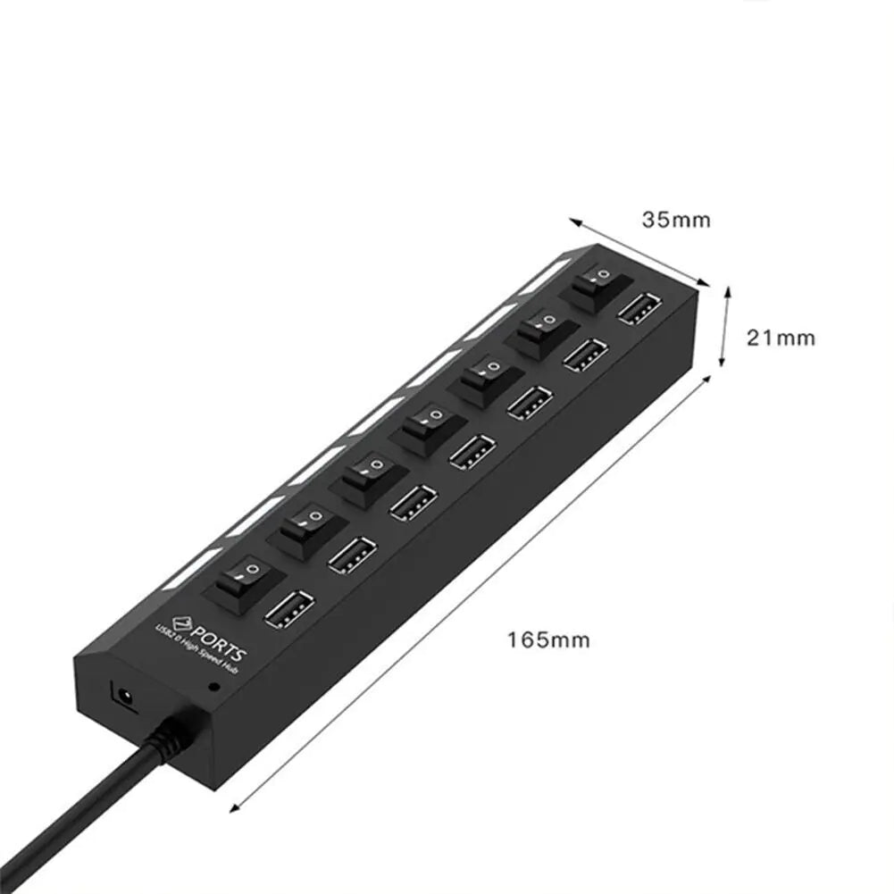 7 Port USB 2.0 / 3.0 Hub Splitter Adapter High Speed For PC Laptop Mac Desktop