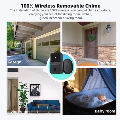 Timbre inalámbrico inteligente con WiFi, intercomunicador, cámara de vídeo, timbre de puerta, timbre de seguridad