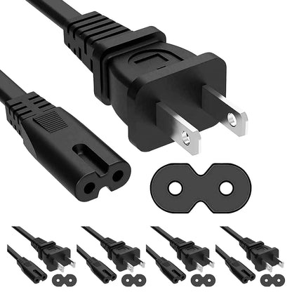 5Core AC Power Cord 6 Ft 2 Prong US Male to Female Extension Adapter 16AWG/2C 125V 13A