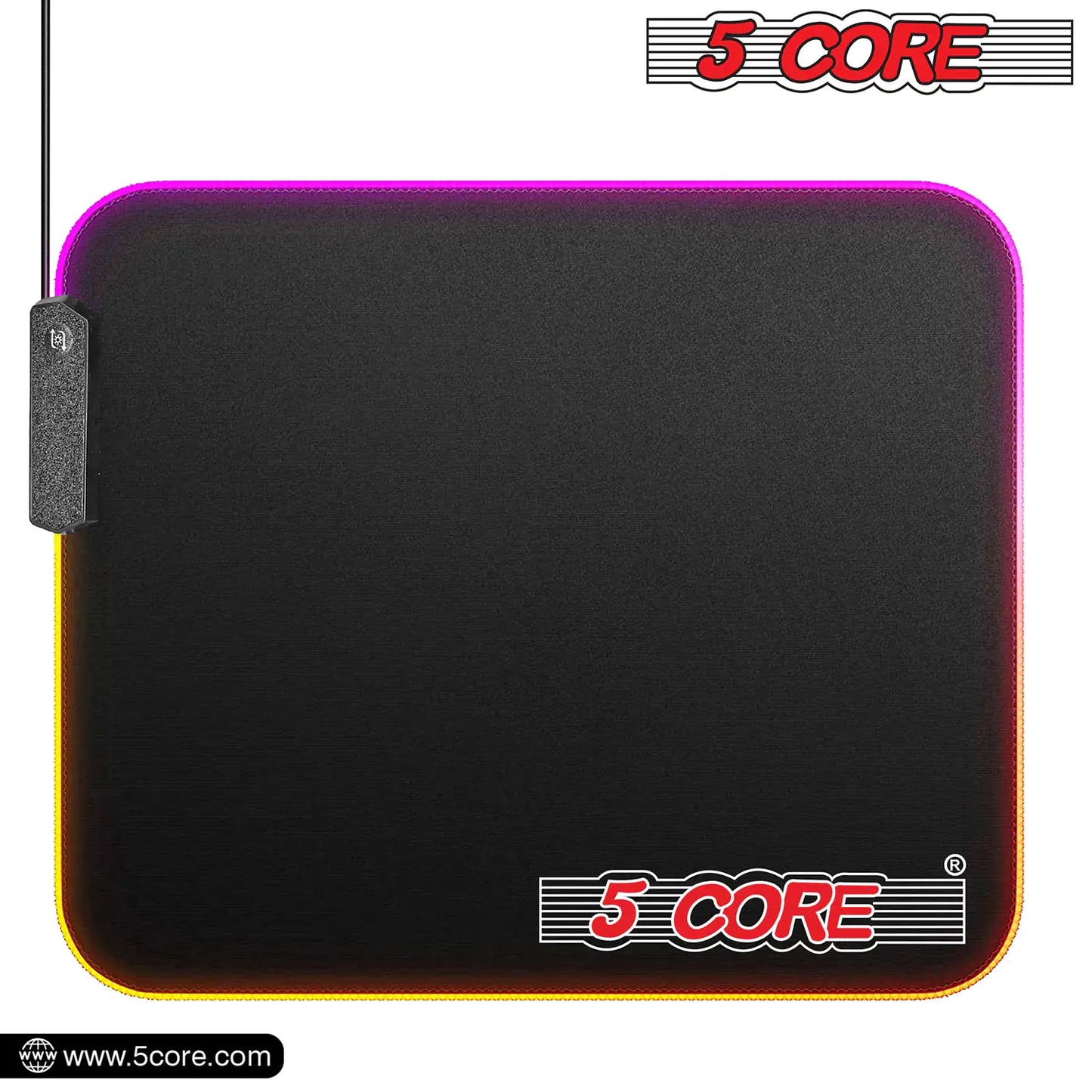 5 Core Gaming Mouse Pad RGB 12 Light Modes 2 Zone Desk Mouse Mat w Rubber Base