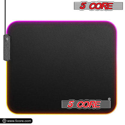 5 Core Gaming Mouse Pad RGB 12 Light Modes 2 Zone Desk Mouse Mat w Rubber Base